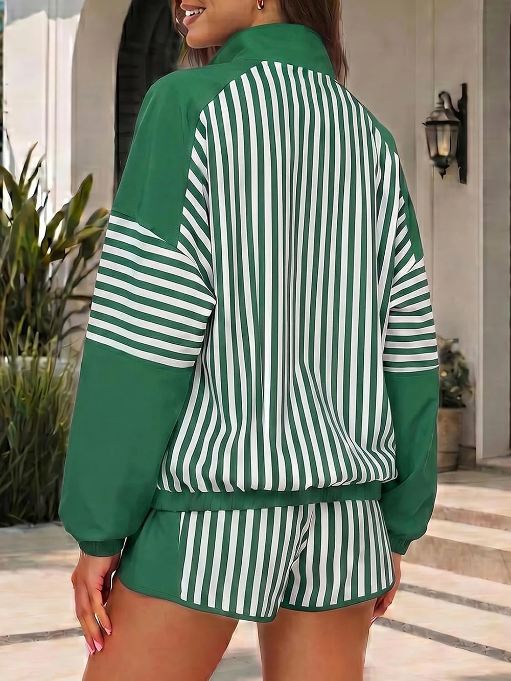 Fisoew Striped Athletic Short Set