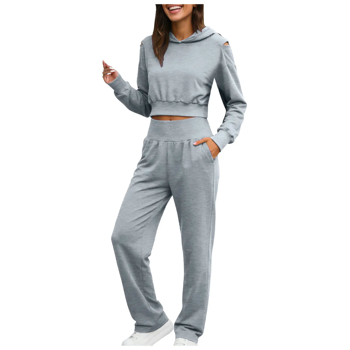 Women Two Piece Outfits Casual Sweatsuits Set Long Sleeve Hoodie Tracksuit 2026 Spring Summer Elegant Fashion Female Suits