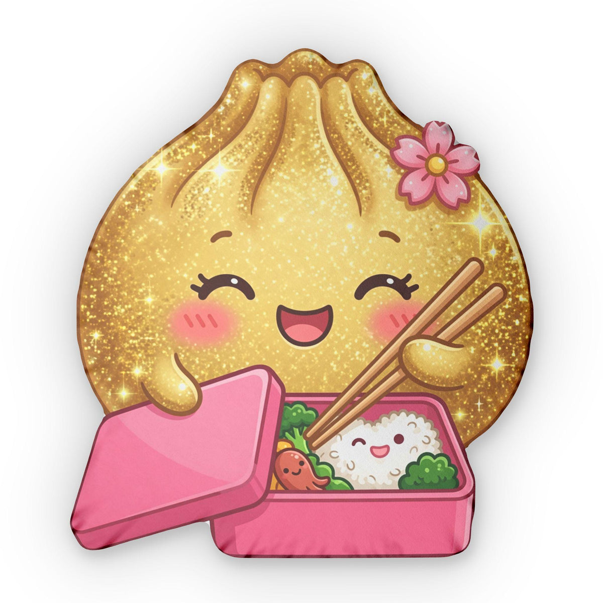 Kawaii Golden Dumpling with Bento Box Pillow | Custom Shaped Pillow