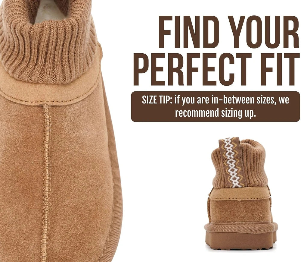 Genuine Leather Shearling Kids Slippers