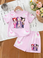 Heart Print Shorts Set