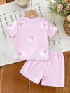 Heart Print Shorts Set