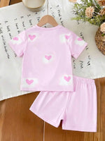 Heart Print Shorts Set