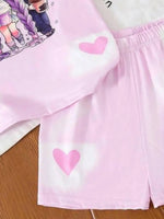 Heart Print Shorts Set
