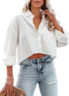 Soft Cotton Cropped Button Down Shirt