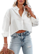 Soft Cotton Cropped Button Down Shirt