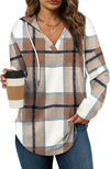 Bofell Plaid V Neck Hoodie