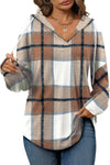 Bofell Plaid V Neck Hoodie