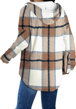 Bofell Plaid V Neck Hoodie