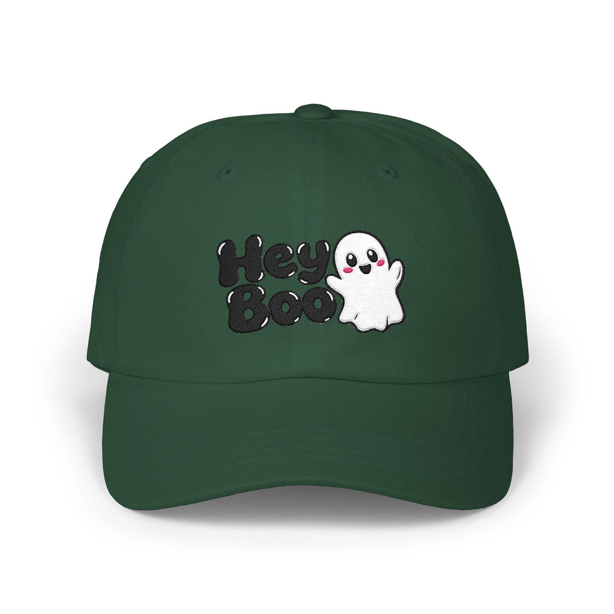 Hey Boo Ghost Dad Cap — Cute Halloween Embroidered Baseball Hat