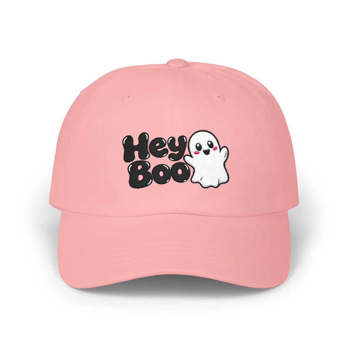 Hey Boo Ghost Dad Cap — Cute Halloween Embroidered Baseball Hat