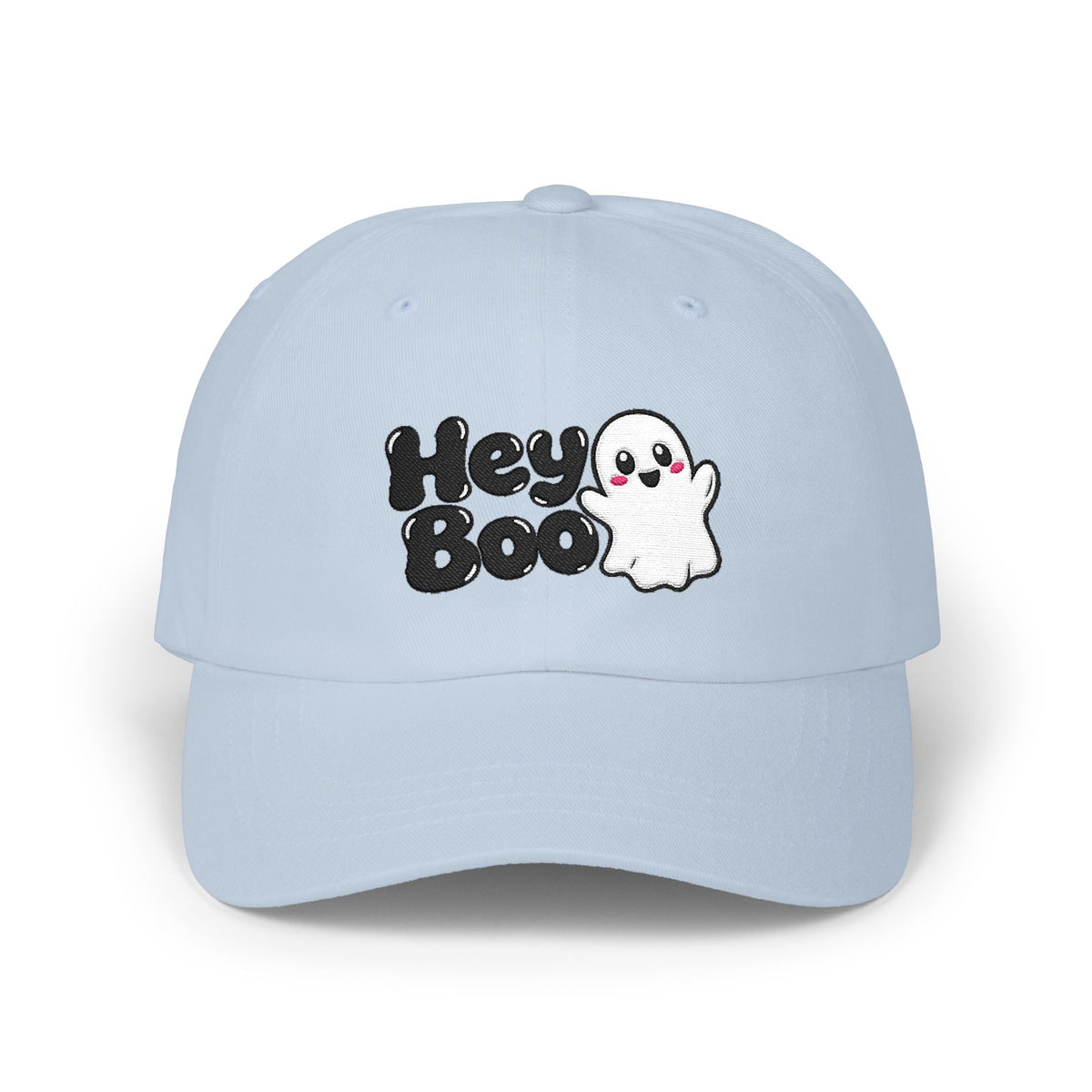 Hey Boo Ghost Dad Cap — Cute Halloween Embroidered Baseball Hat
