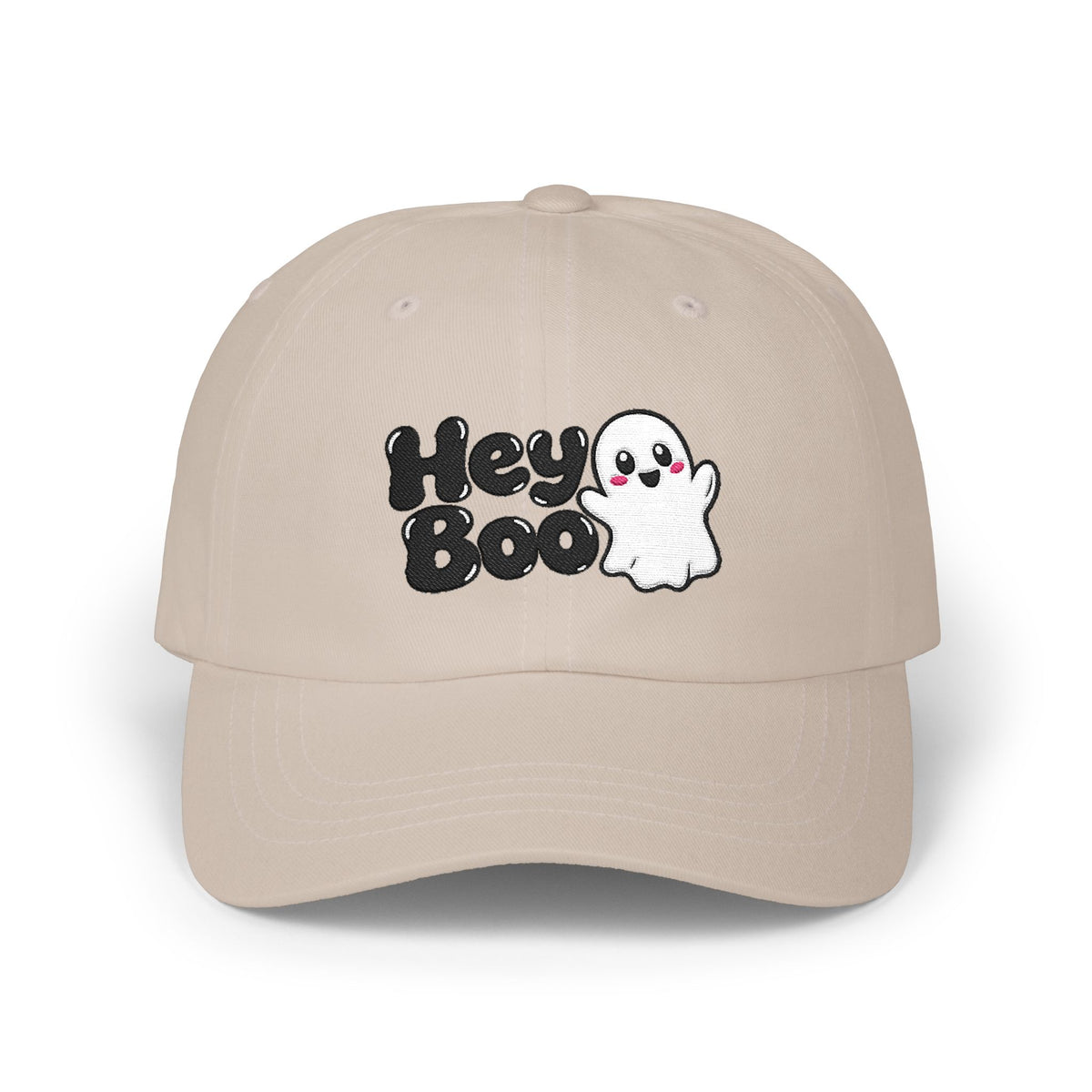 Hey Boo Ghost Dad Cap — Cute Halloween Embroidered Baseball Hat