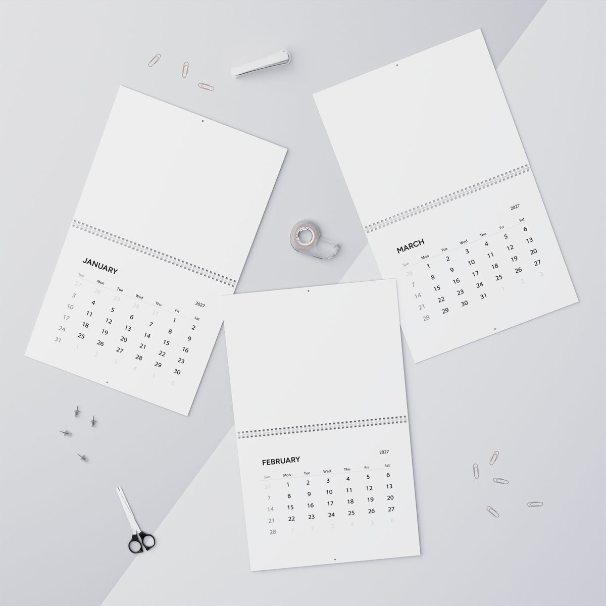 Minimal 2026 Wall Calendar | Modern Grid Monthly Planner