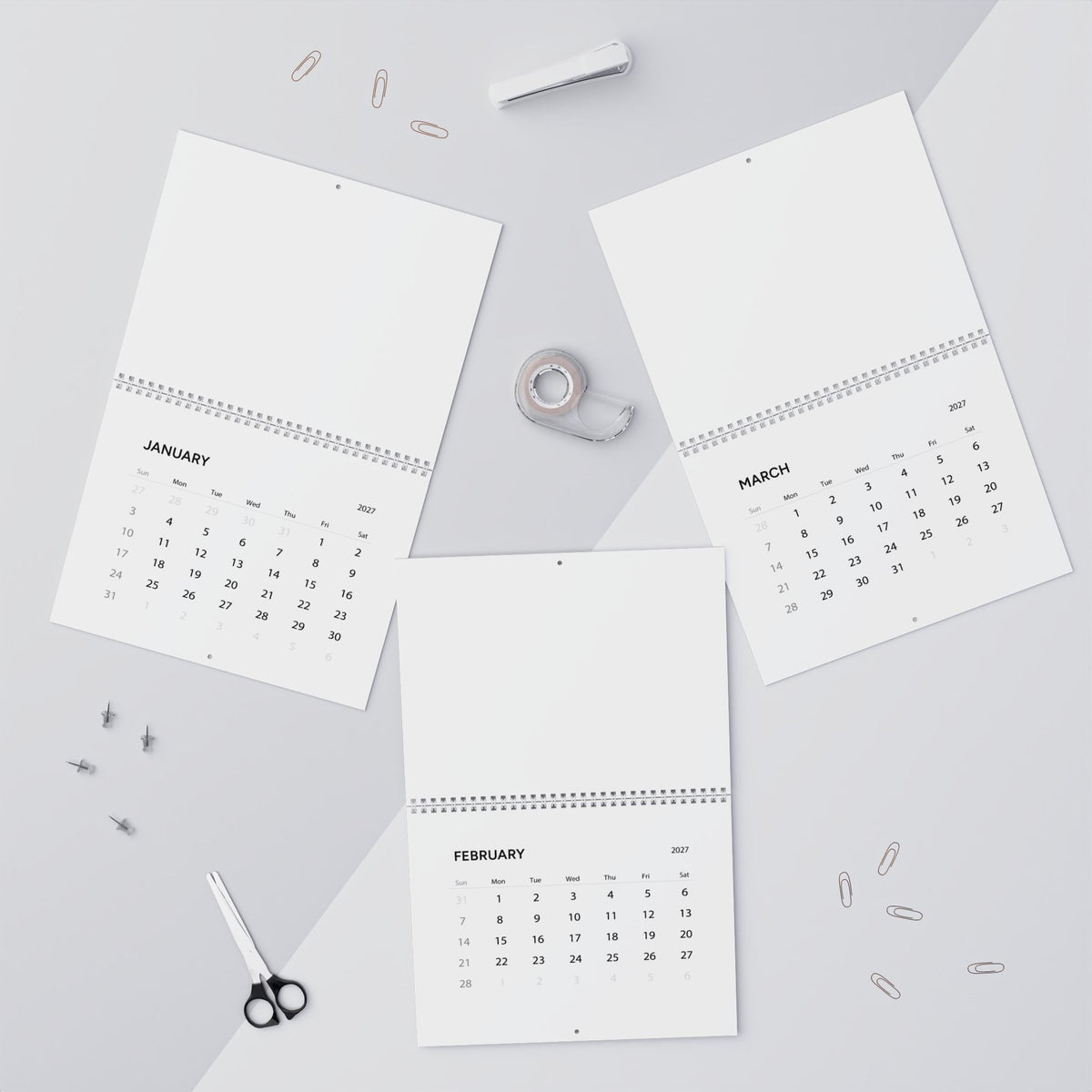 Minimal 2026 Wall Calendar | Modern Grid Monthly Planner