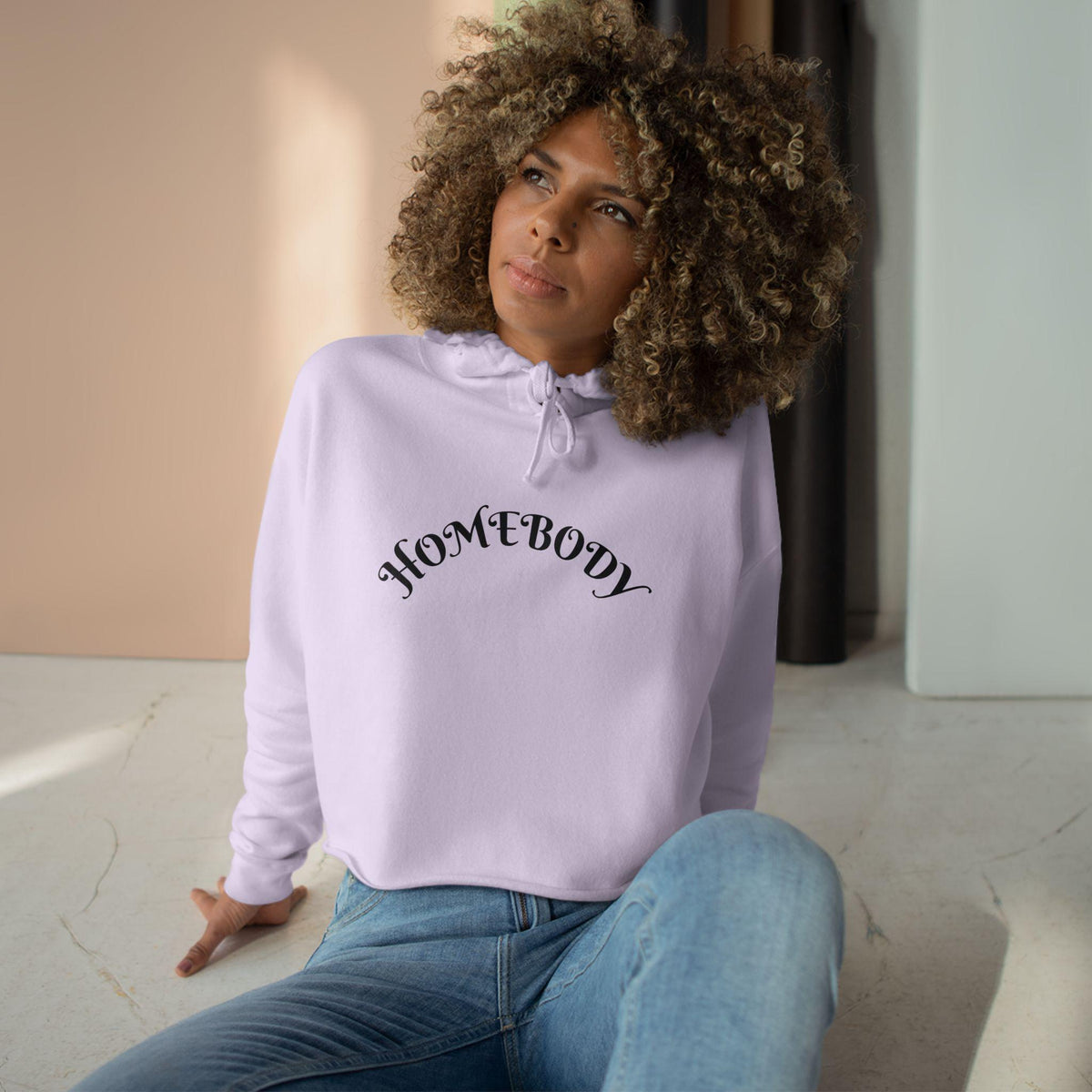 Homebody crop hoodie | Homebody text, cozy loungewear, minimalist chest script