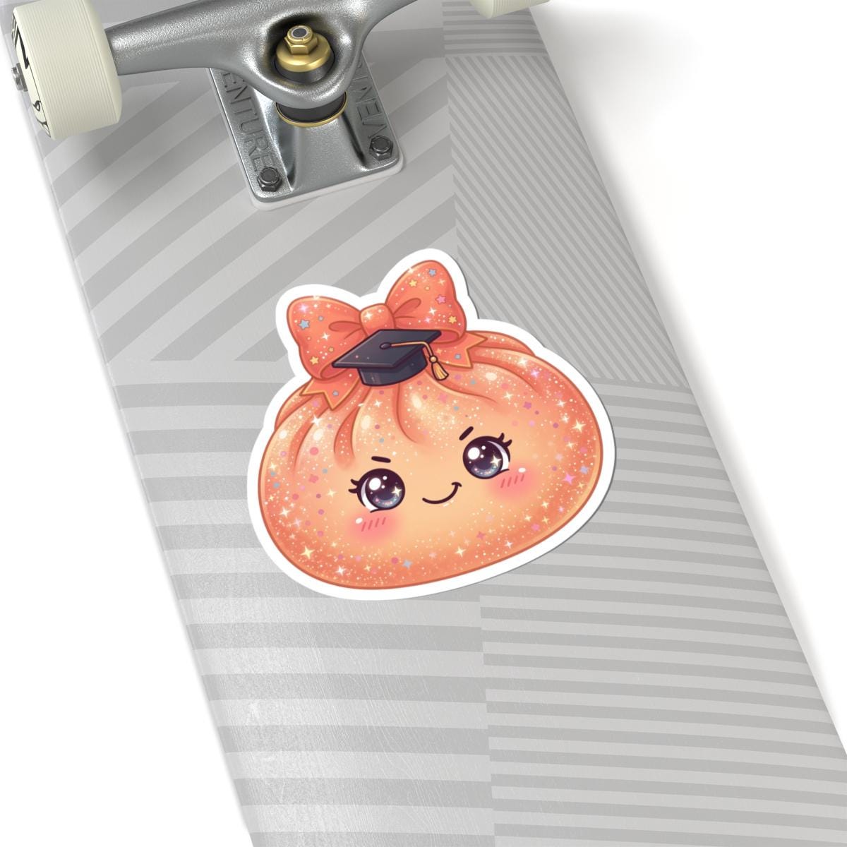 Kawaii Graduation Dumpling Sticker: Vinyl Kiss-Cut Decal (Glossy Finish)