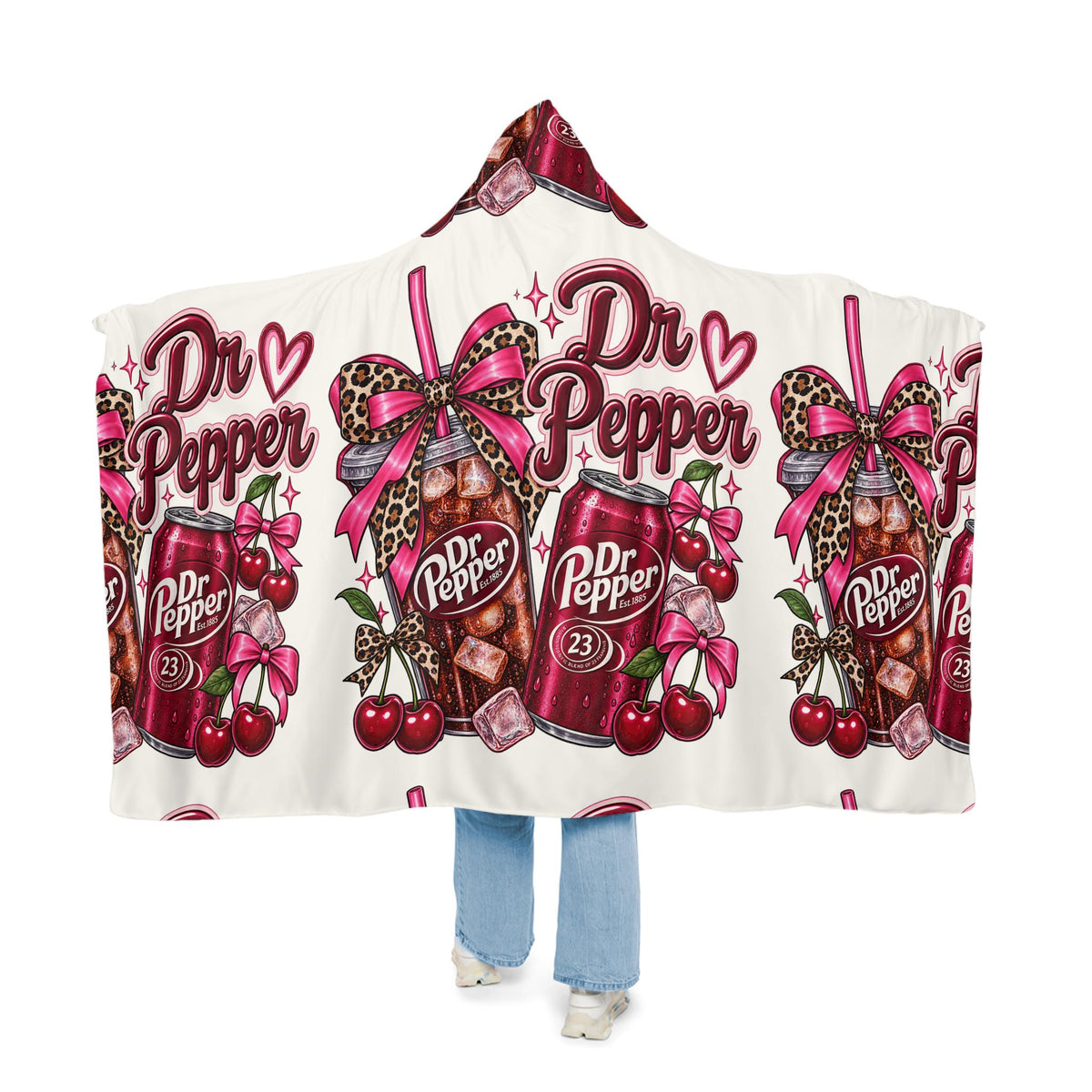 Custom Soda Hooded Blanket: 100 percent Polyester, Sherpa Lining