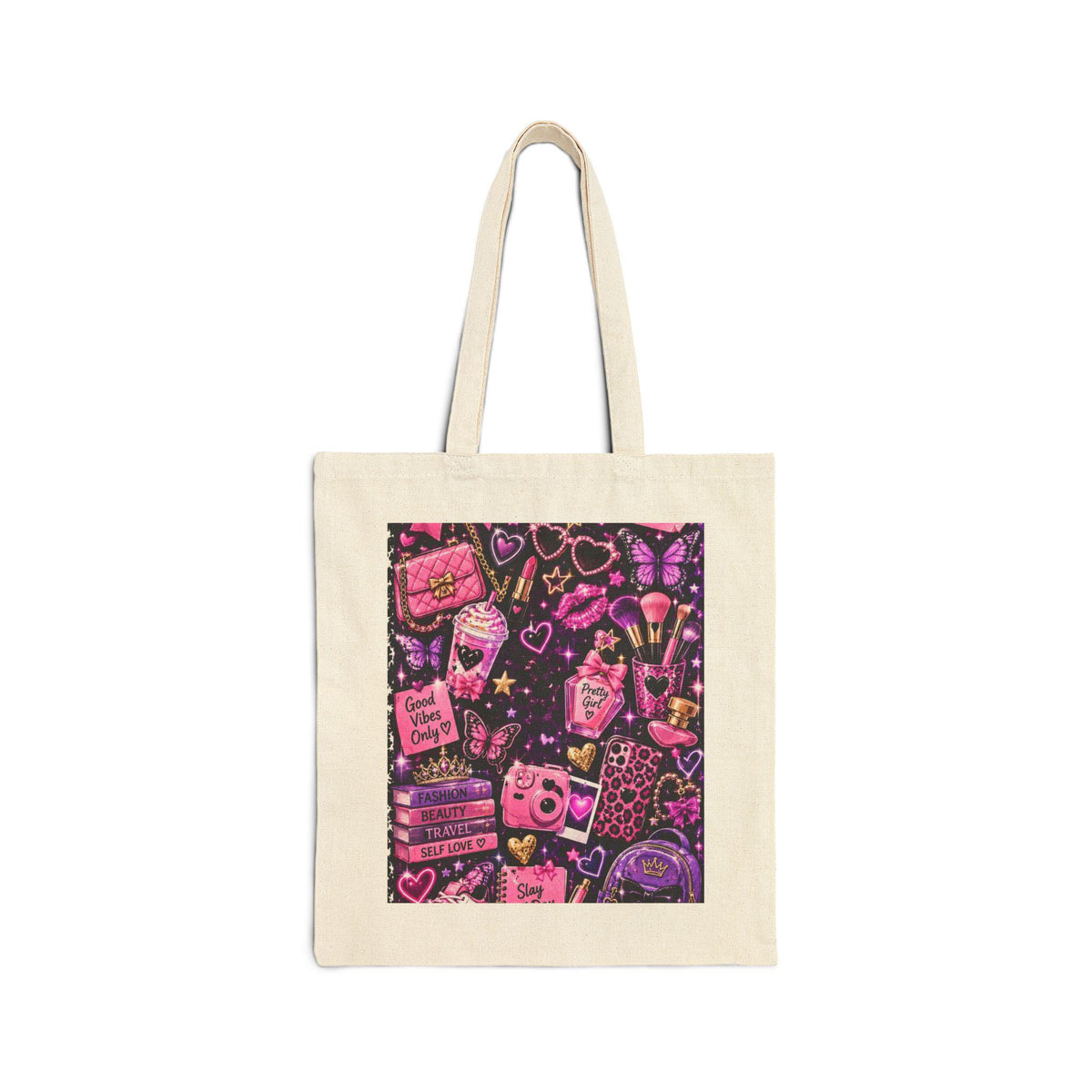 Themed Girly Cotton Canvas Tote Bag
