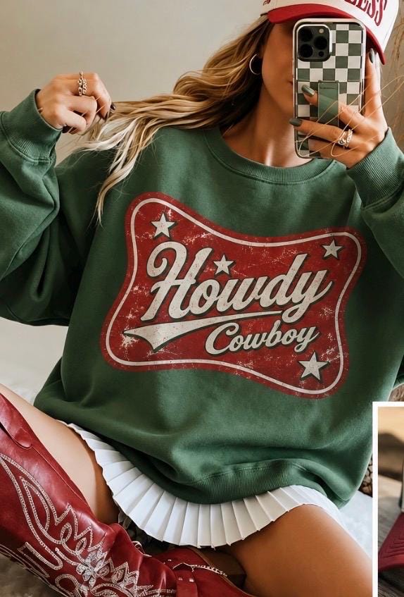 Howdy Cowboy Retro Crewneck Sweatshirt