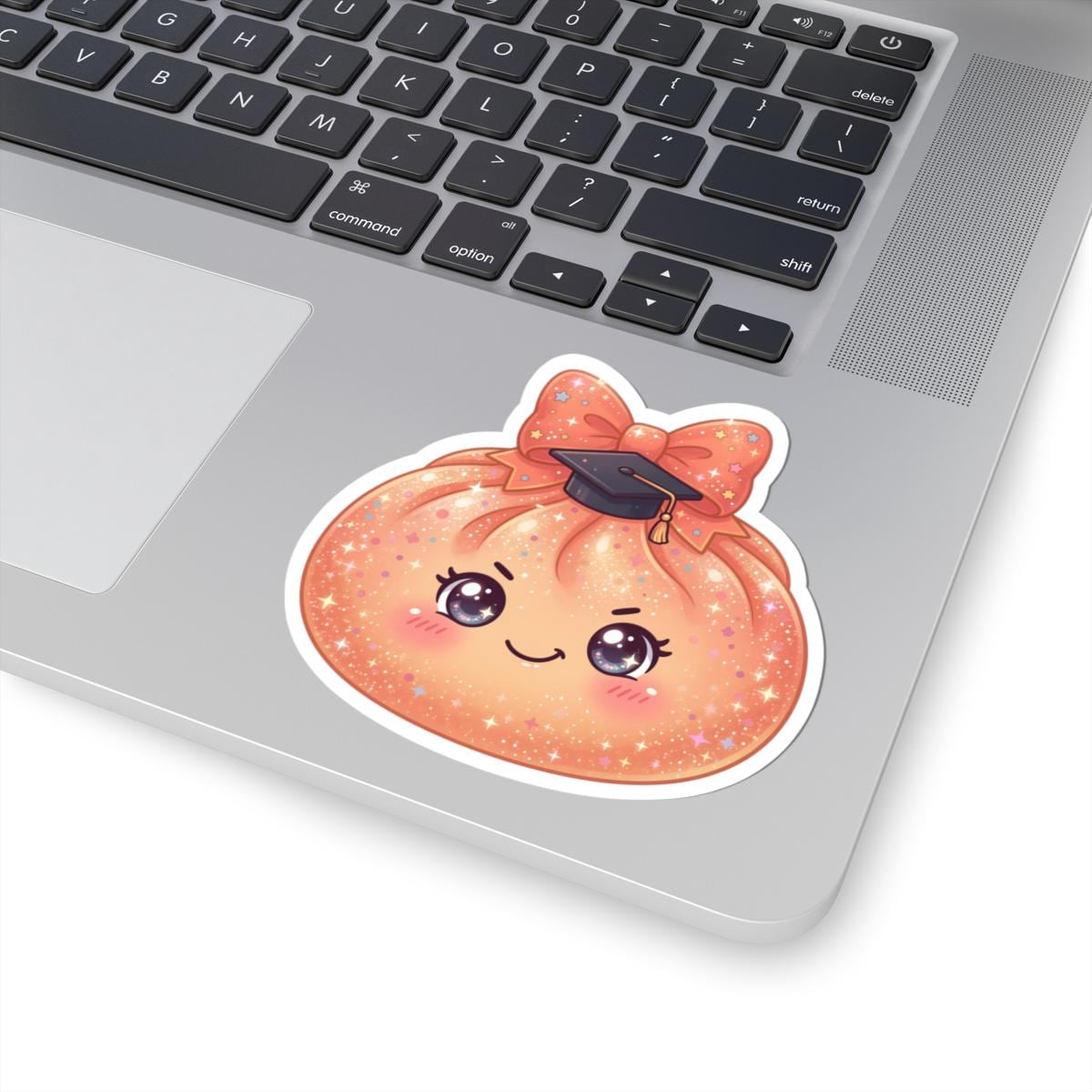 Kawaii Graduation Dumpling Sticker: Vinyl Kiss-Cut Decal (Glossy Finish)
