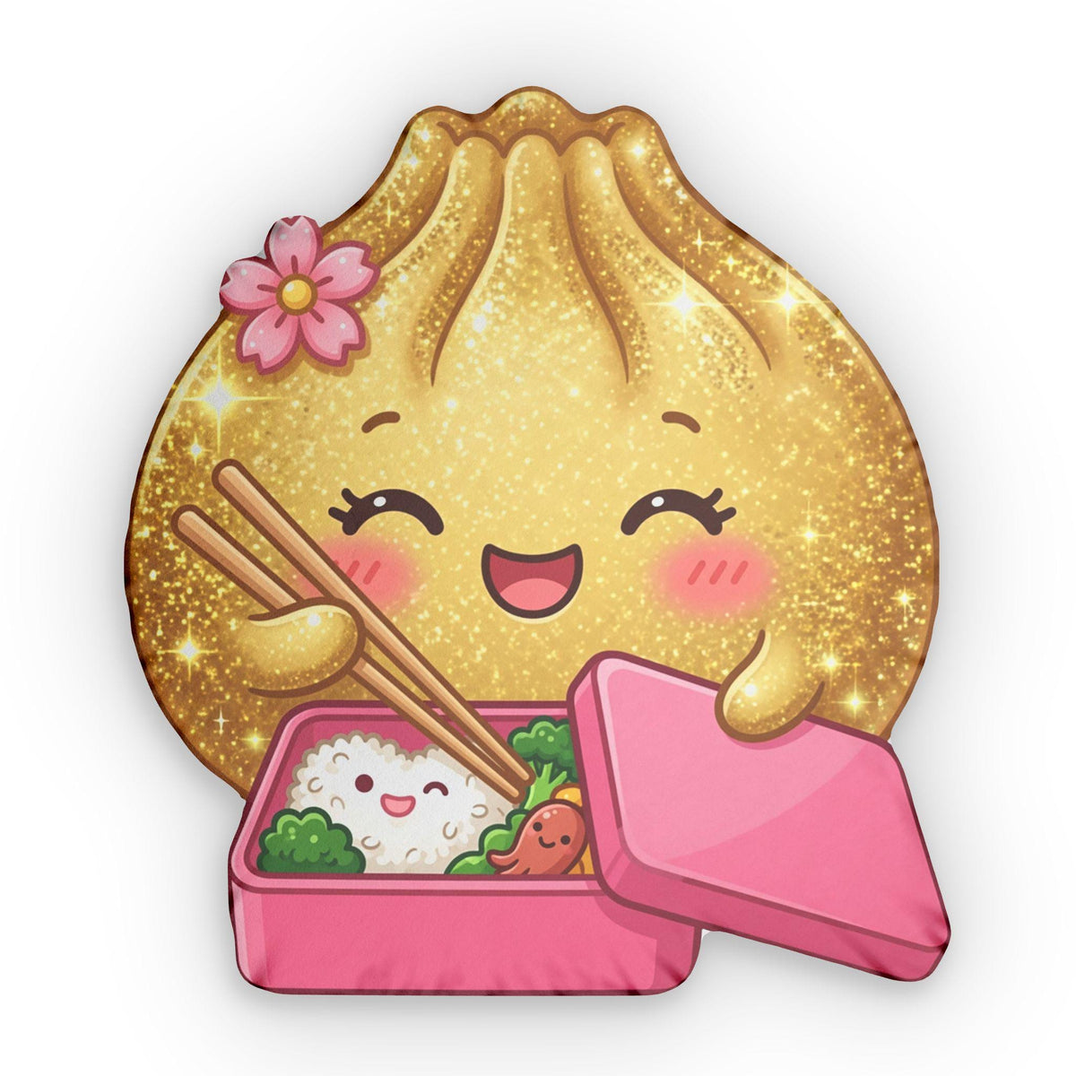 Kawaii Golden Dumpling with Bento Box Pillow | Custom Shaped Pillow
