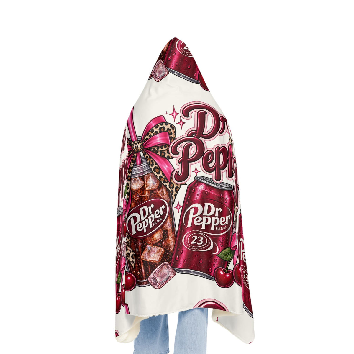 Custom Soda Hooded Blanket: 100 percent Polyester, Sherpa Lining