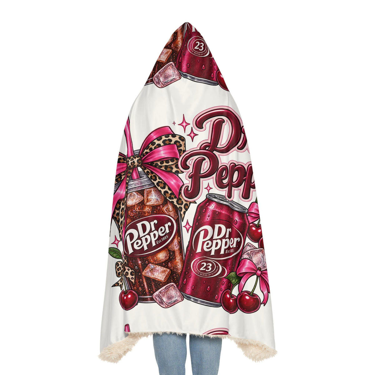 Custom Soda Hooded Blanket: 100 percent Polyester, Sherpa Lining