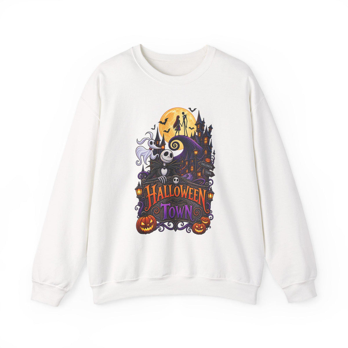 Halloween Town Crewneck Sweatshirt | Jack Skellington Haunted House Design