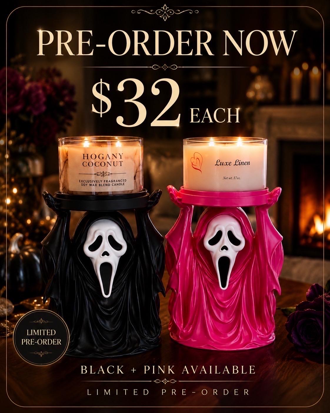 PRE-ORDER Ghost Candle Holder | Pink or Black Halloween Decor | Spooky Cute Candle Stand | Halloween Home Decor | Ghost Candle Decor