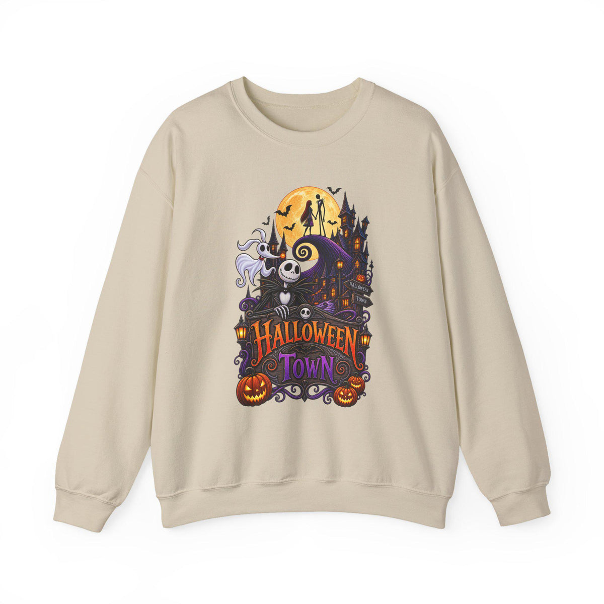 Halloween Town Crewneck Sweatshirt | Jack Skellington Haunted House Design
