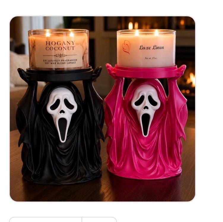 PRE-ORDER Ghost Candle Holder | Pink or Black Halloween Decor | Spooky Cute Candle Stand | Halloween Home Decor | Ghost Candle Decor