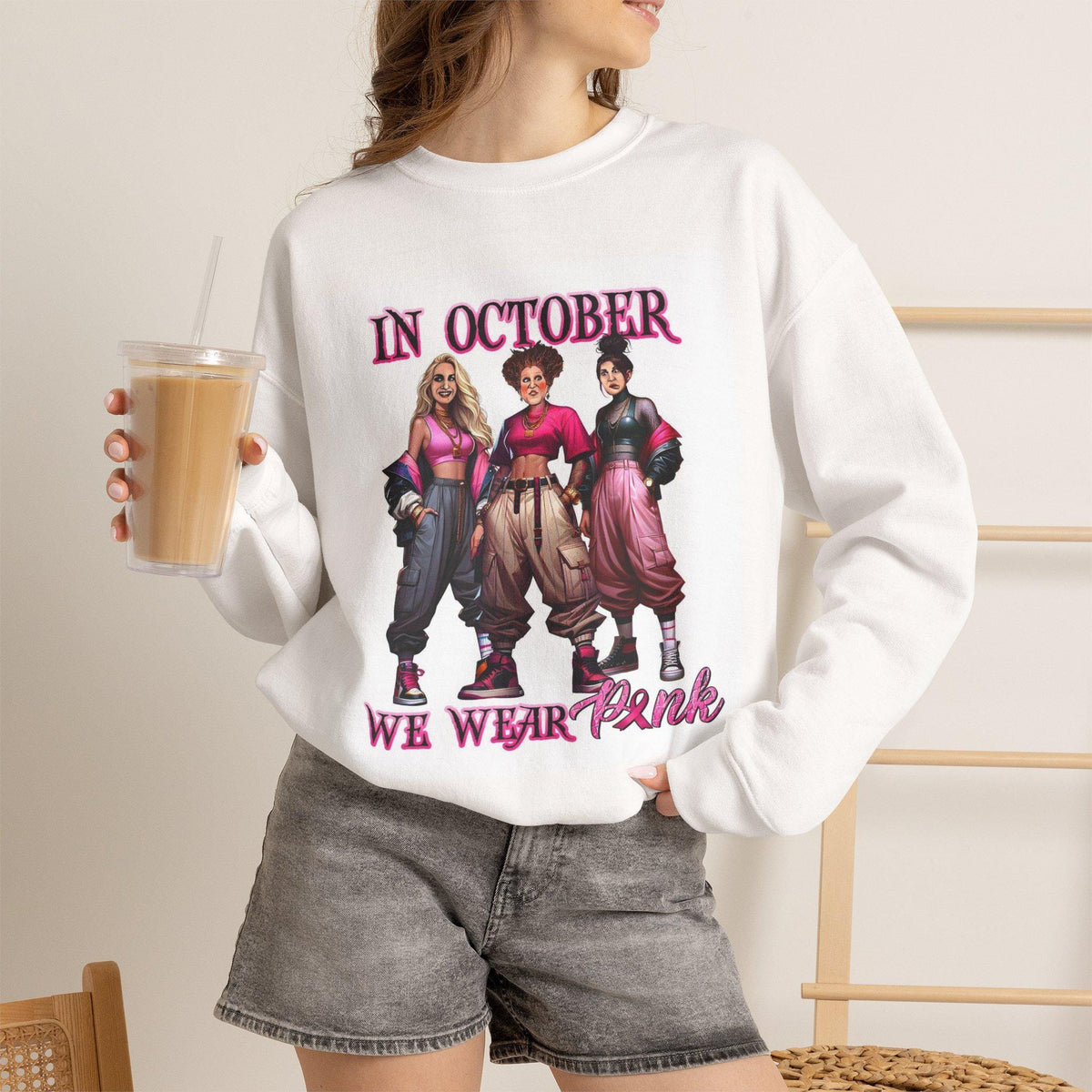 October we wear pink crew neck