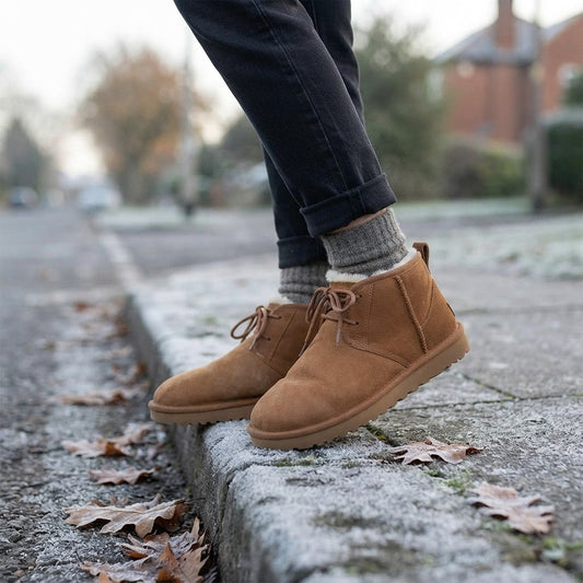 Genuine Leather Faux Fur Ankle Boots