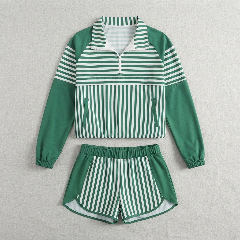 Fisoew Striped Athletic Short Set