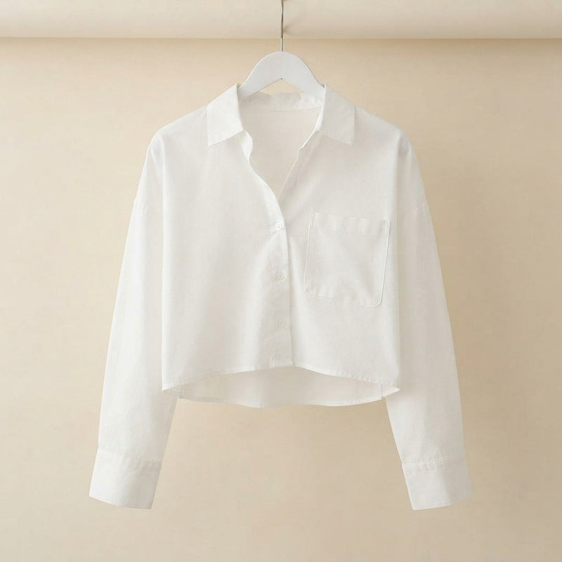 Soft Cotton Cropped Button Down Shirt